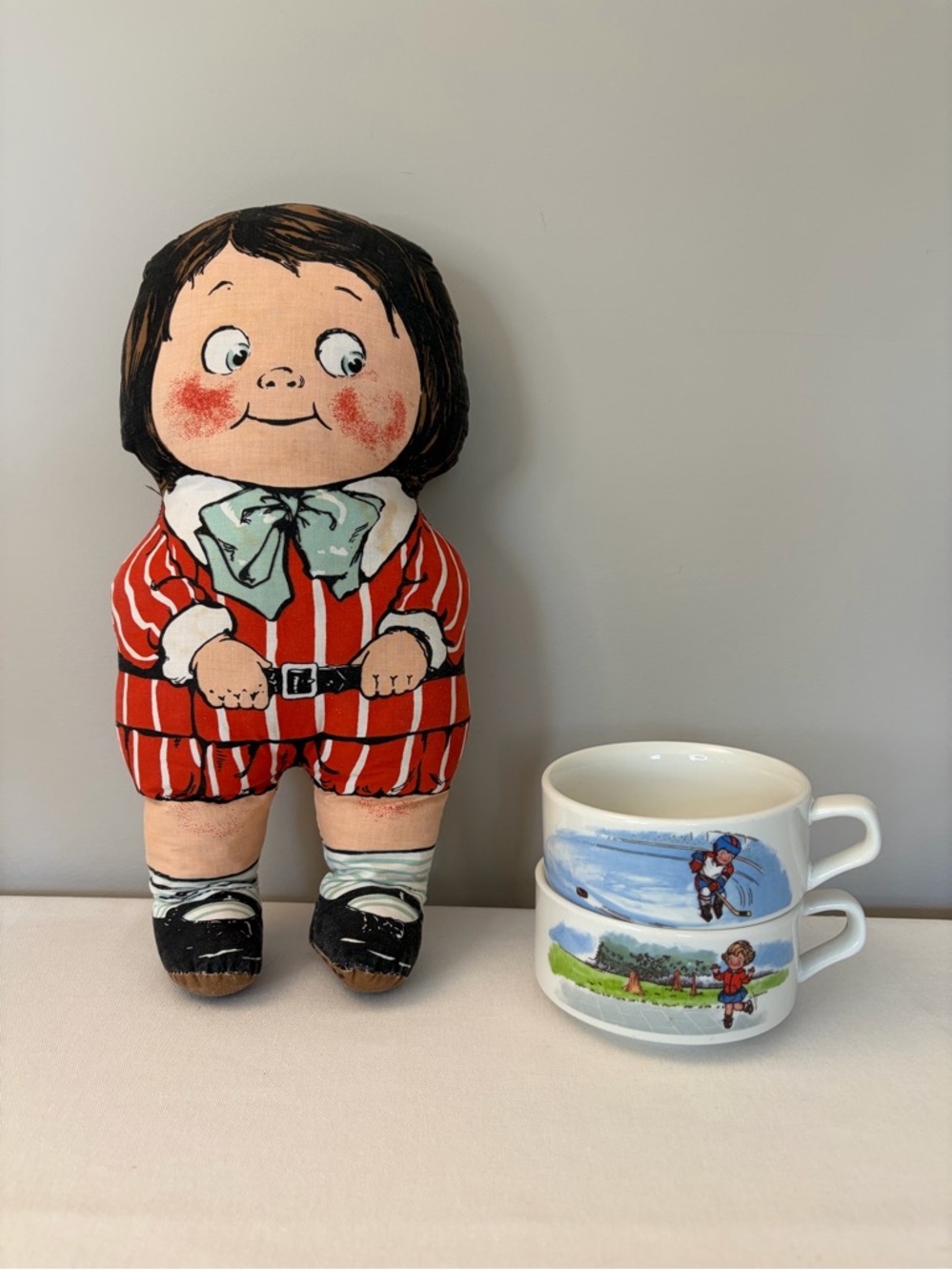 Vintage Campbell Soup Kid Boy Doll + 2 Matching Bowls | Retro Collectible Set